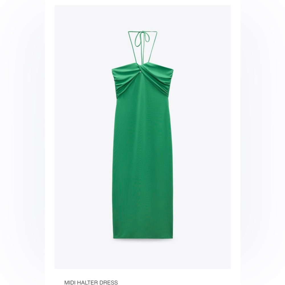 ✨ZARA Green Midi Halter Dress✨